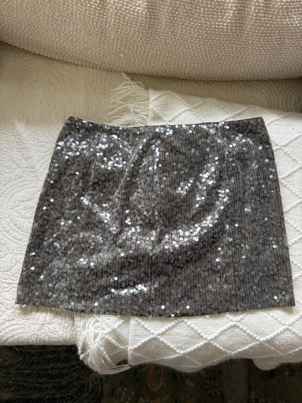 House of Harlow 1960 Silver Sequin Mini Skirt